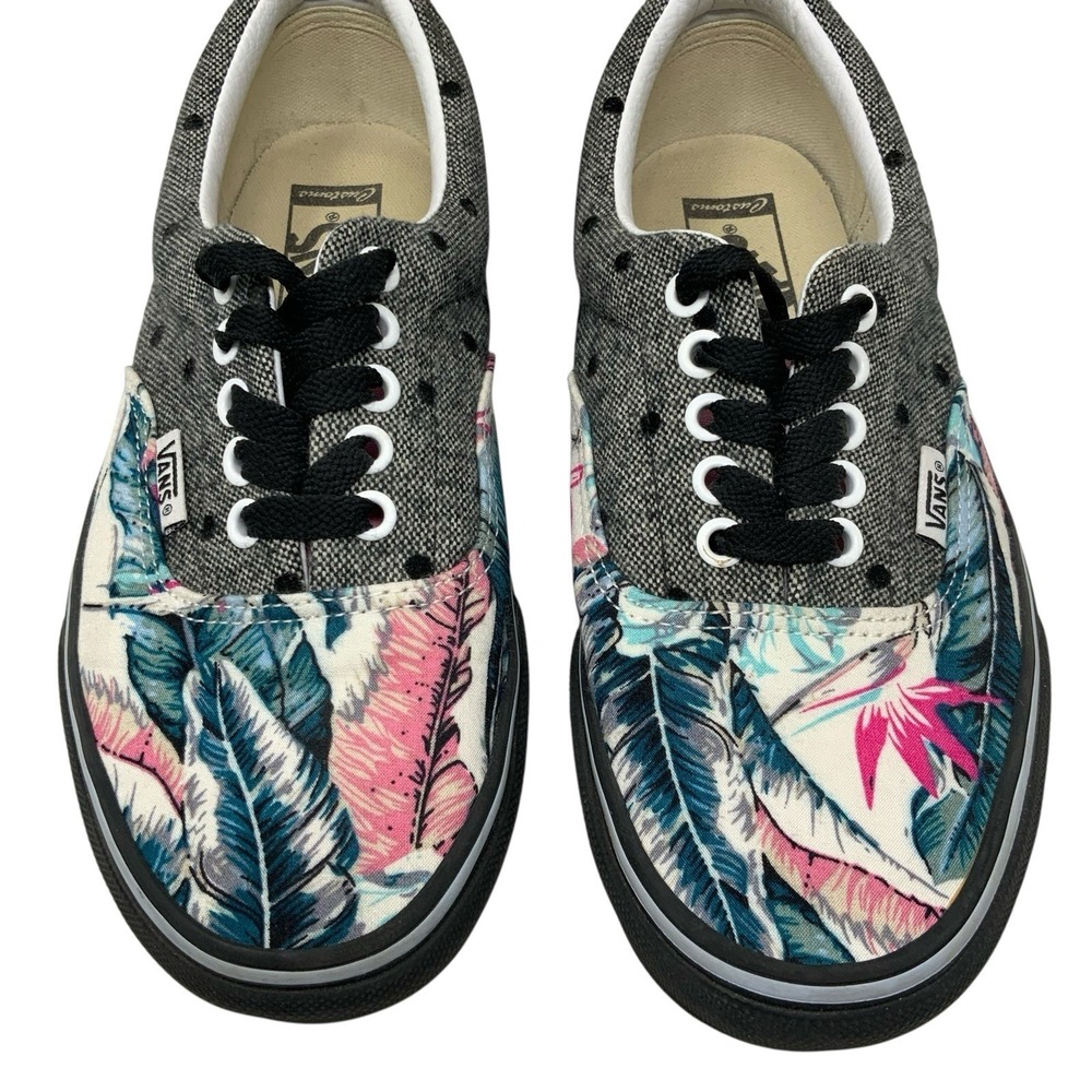 Vans Womens Size 9 Sneakers Shoes Black Tropical Feather Low Top Skater #Lala